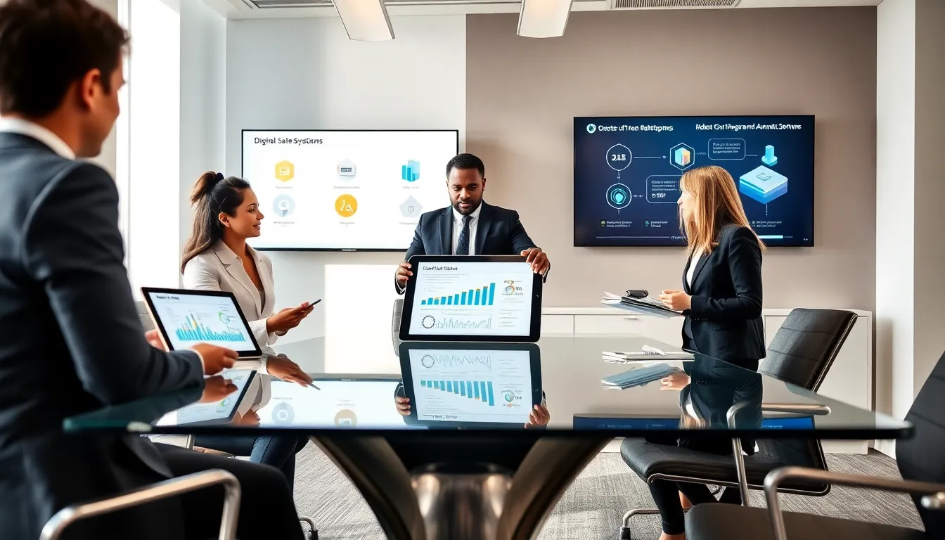 diverse sales team collaborating in a modern office setting.